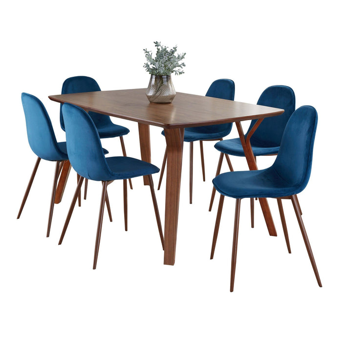Folia - Pebble 7 Piece Dining Set With Wood Top