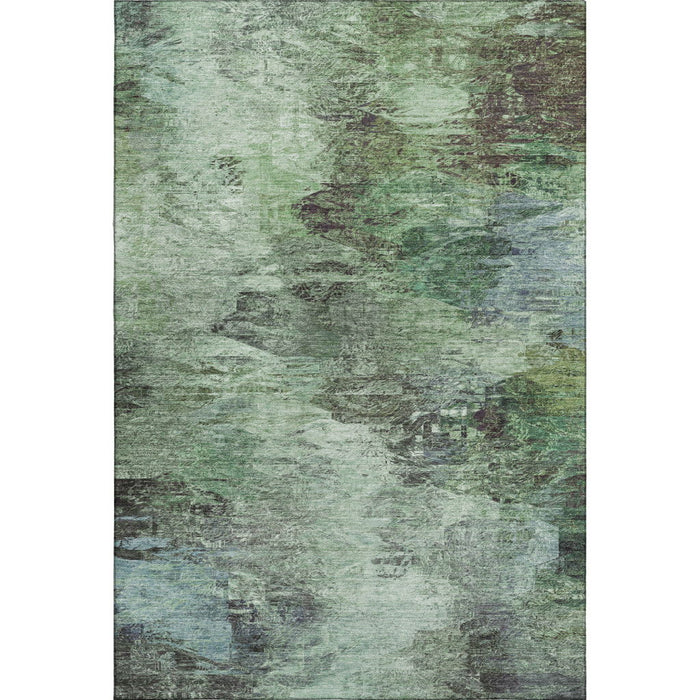 10' X 14' Abstract Washable Area Rug With UV Protection (650638) - Green / Brown / Ivory