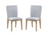 Set of two Giga Caspian dining chairs in gray with oak finish, featuring modern design and upholstered seats.