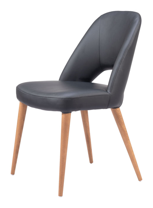 Upholstered Faux Leather Open Back Dining Side Chairs (Set of 2) - Black
