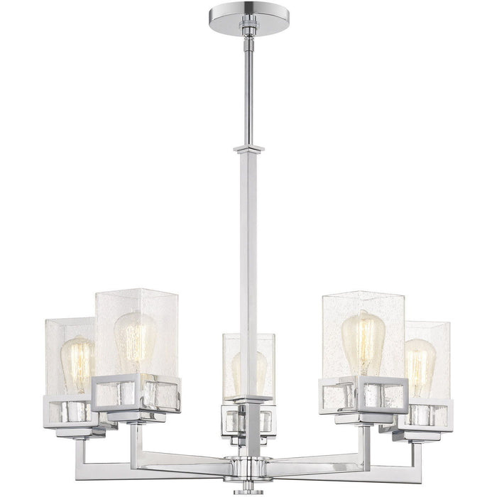 29" Five Light Dimmable Chandelier With Shades - Silver