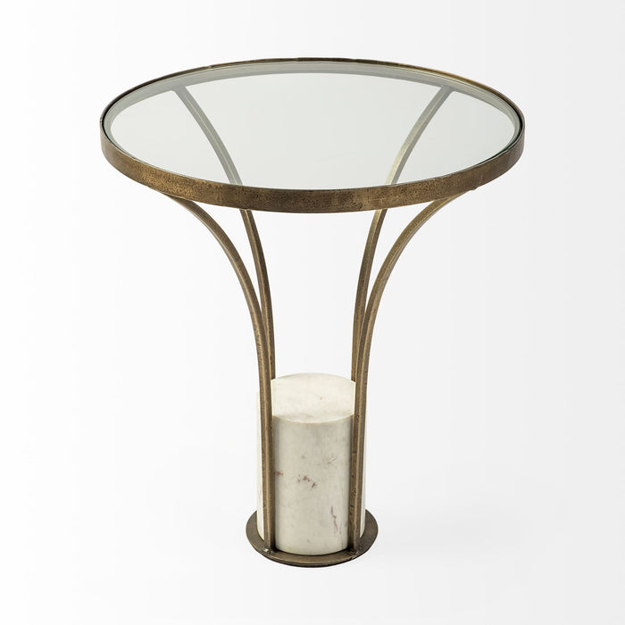 Glass Round End Table - Black And White