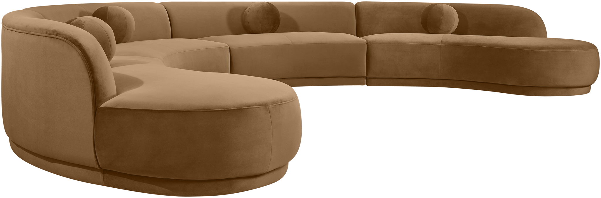 Meridian Furniture Avra 189-inch velvet upholstered sectional sofa with plush cushions and modern design for living room comfort.