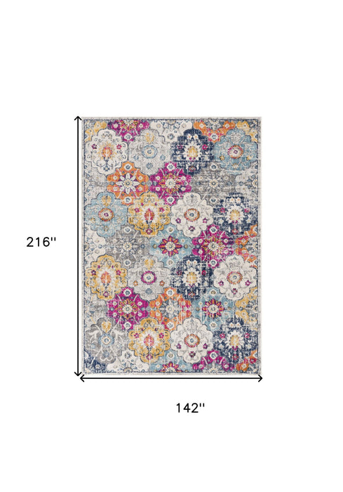 12' x 18' Floral Washable Non Skid Area Rug - Rust