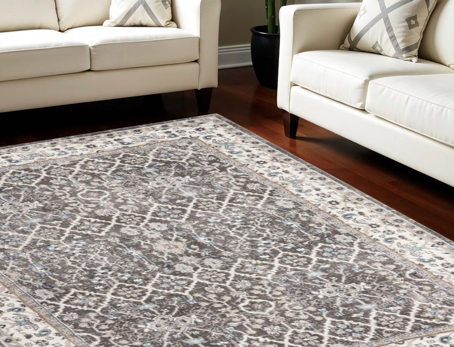 8' X 10' Floral Power Loom Area Rug - Gray