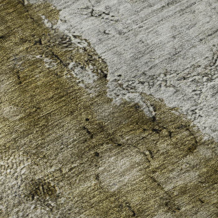 10' X 14' Abstract Washable Area Rug With UV Protection (653650) - Brown / Ivory / Gray