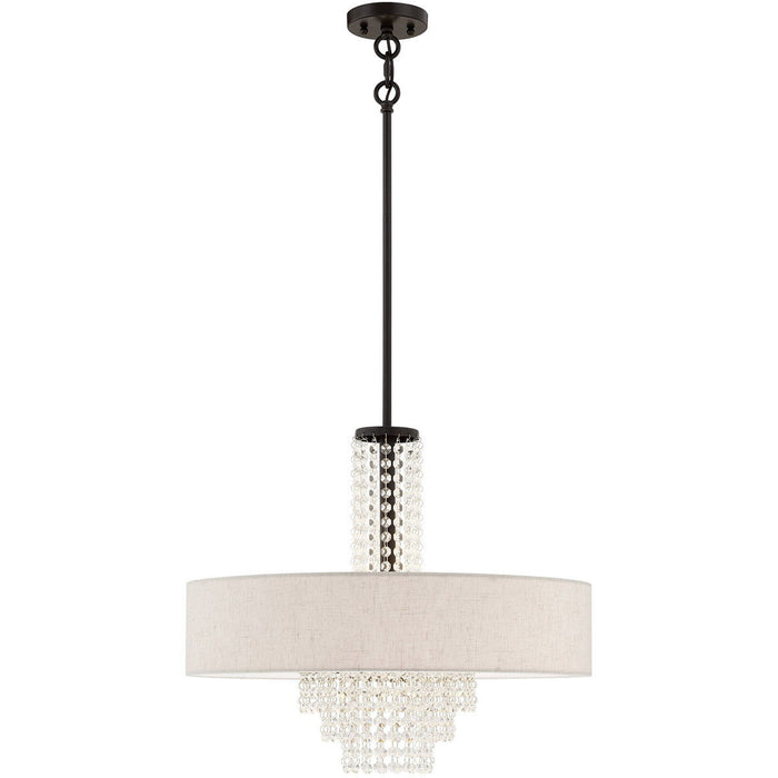 24" Five Light Metal Dimmable Chandelier With Shades - Bronze