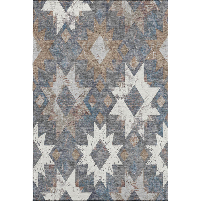 10' X 14' Southwestern Washable Area Rug With UV Protection (706655) - Gray / Brown / Ivory