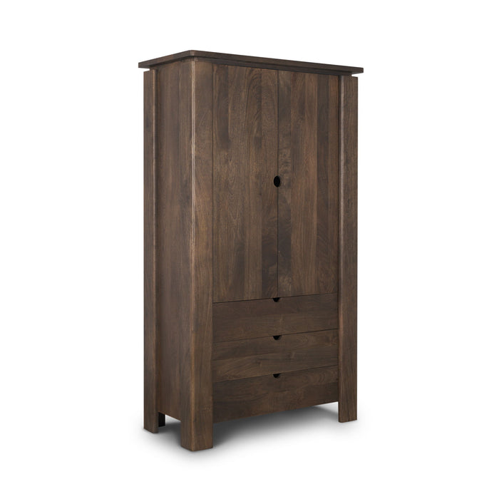 40" Solid Wood Curio Cabinet With Two Doors And Three Drawers - Dark Brown