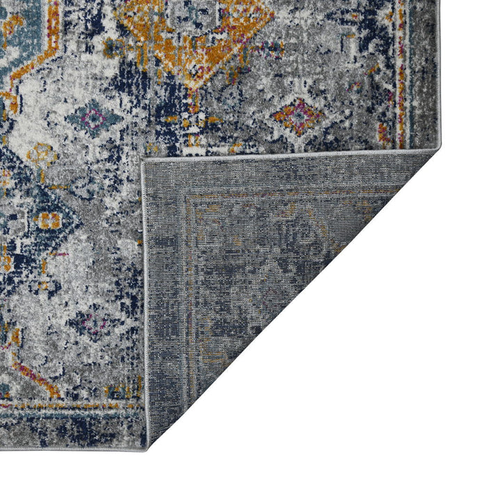 9' x 12' Geometric Power Loom Area Rug - Blue And Orange