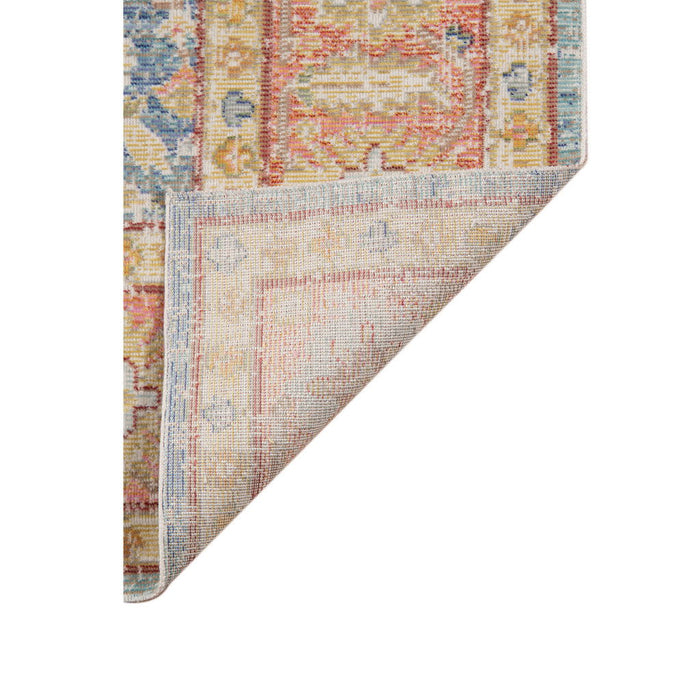 9' x 13' Floral Power Loom Area Rug - Blue Gold And Orange