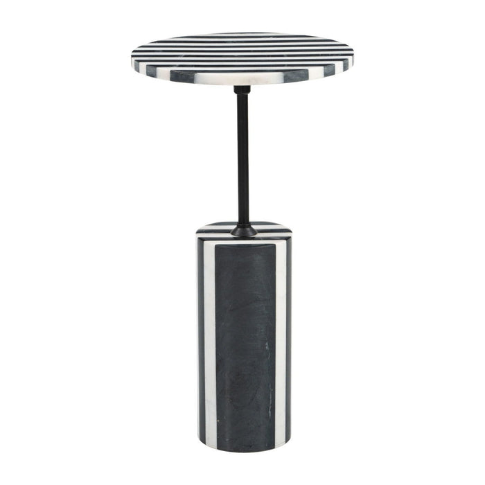 22" Marble Pedestal End Table - Black