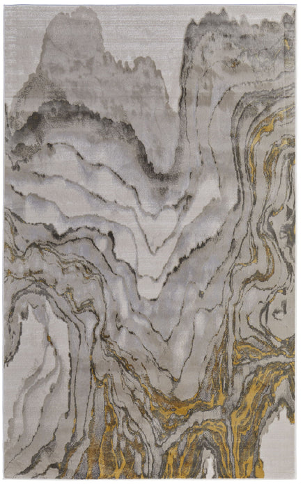 10' x 13.2' Abstract Area Rug - Gold And Ivory