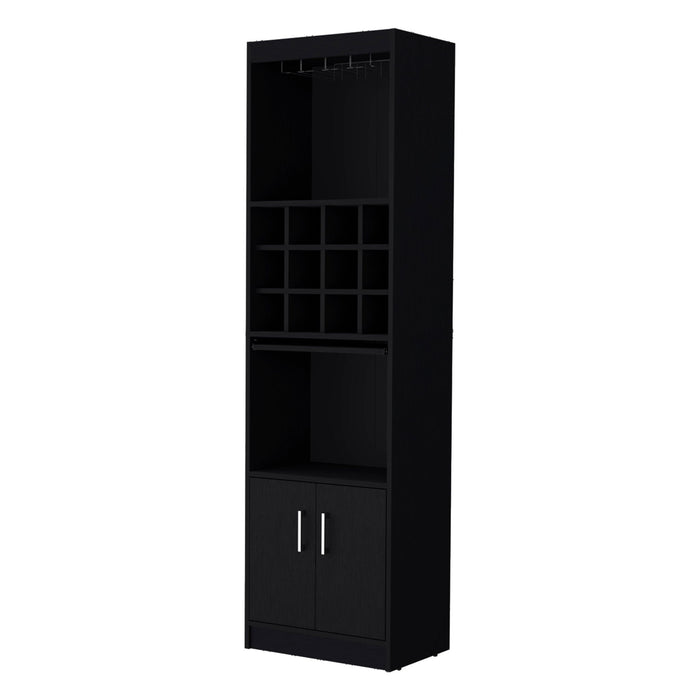 71" Wood Bar Cabinet With Two Doors - Black