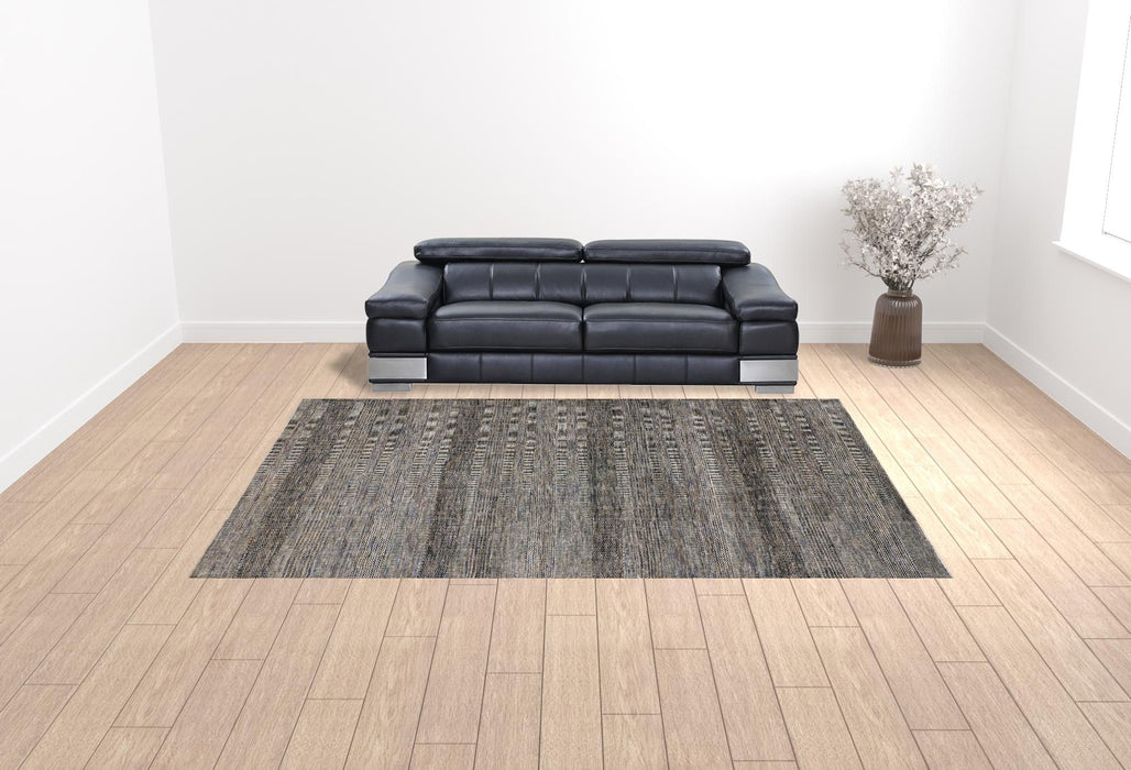 10' x 13' Wool Striped Hand Knotted Area Rug - Gray