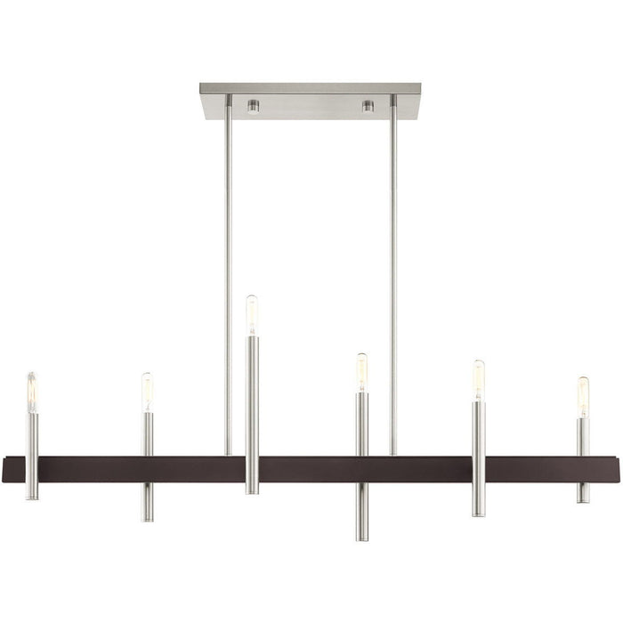 24'' Six Light Dimmable Chandelier With Shades - Nickel