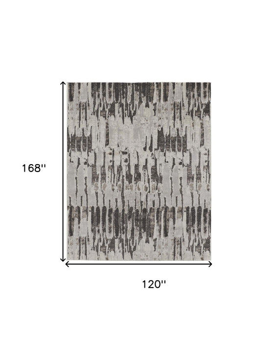 10' x 14' Abstract Power Loom Area Rug - Gray And Ivory