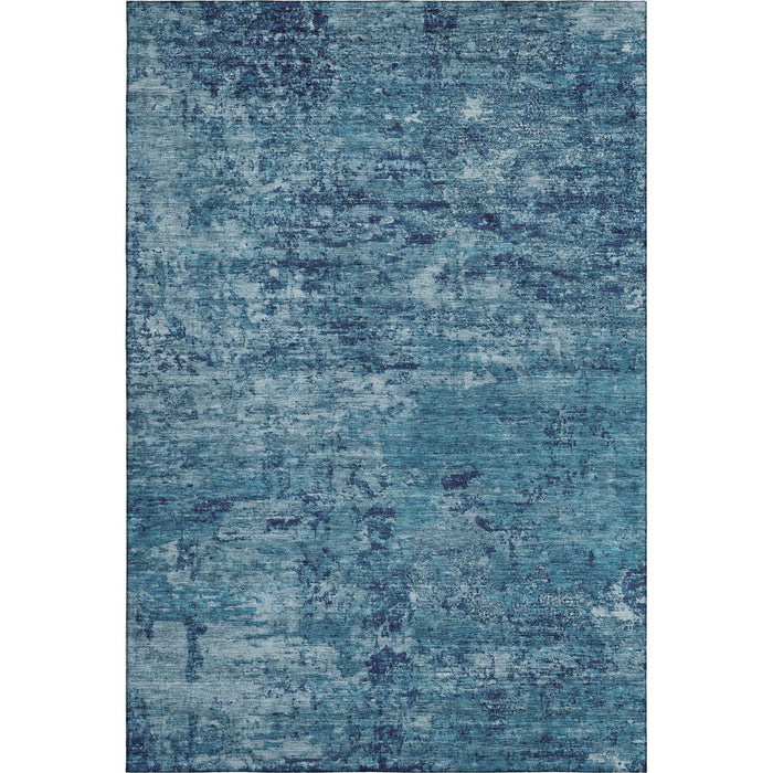 10' X 14' Abstract Washable Area Rug With UV Protection (699148) - Denim Blue / Ivory