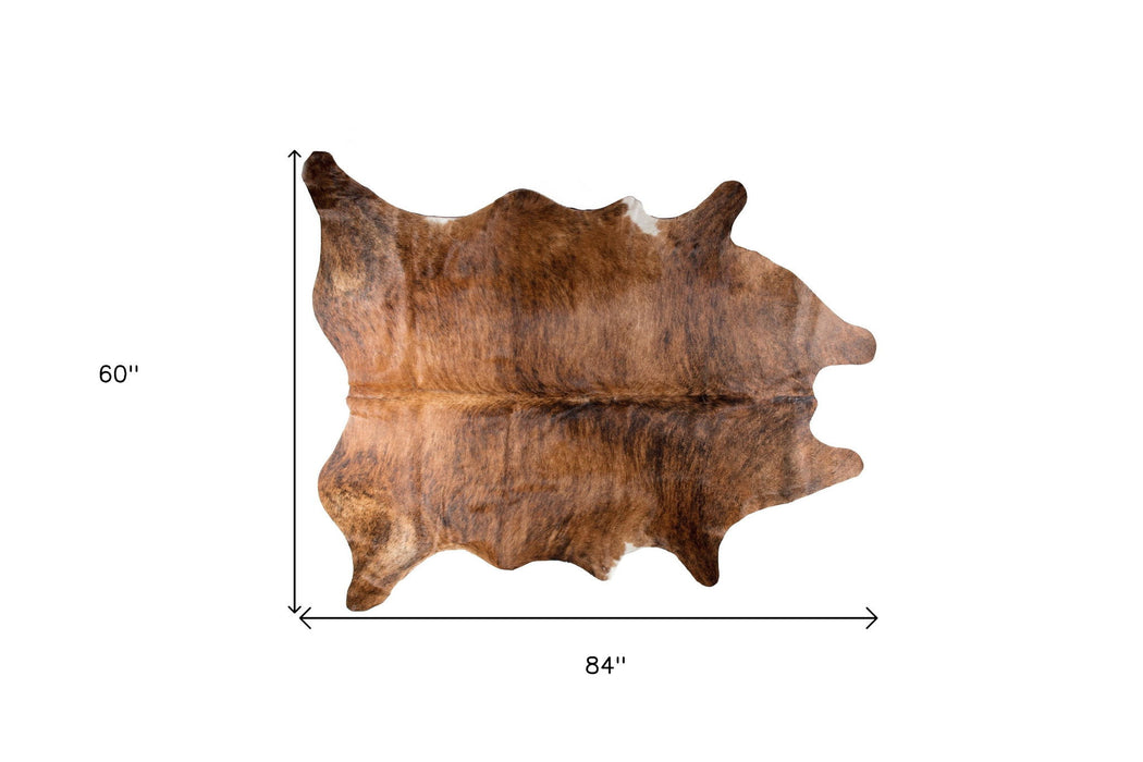 5' x 7' Hand Knotted Area Rug - Brown Cowhide