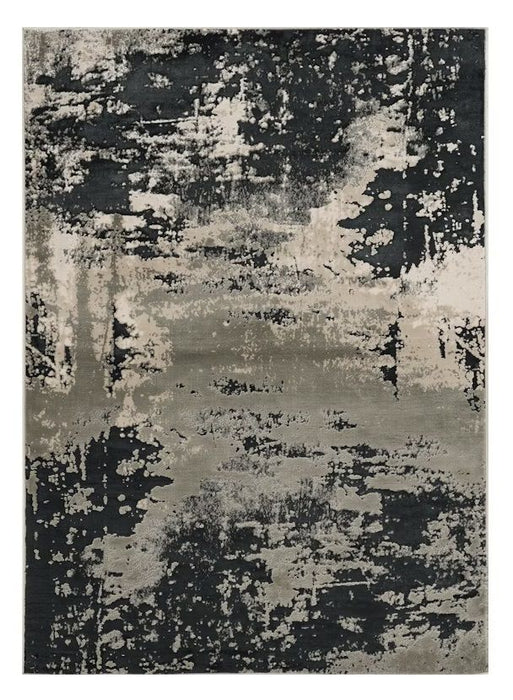 10' x 13' Machine Woven Abstract Paint Splatter Indoor Area Rug - Silver Charcoal