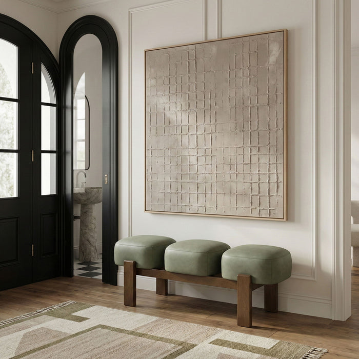 Woodcrest - Vegan Leather Upholstered Bench - Painted Brown Walnut Base