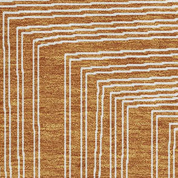 10' X 14' Geometric Washable Area Rug With UV Protection (682007) - Rust / Ivory