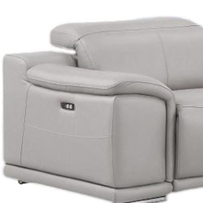 Leather Modular L Shaped Eight Piece Corner Sectional With Console - Ash / Gray