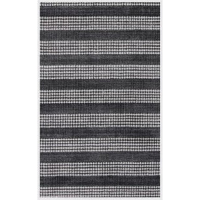5' x 8' Striped Hand Loomed Area Rug - Black And White