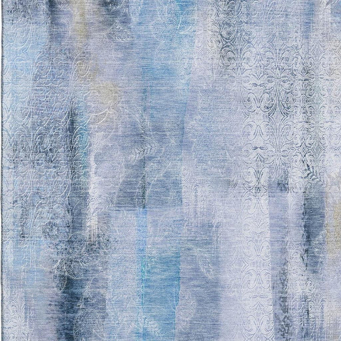 5' X 8' Abstract Washable Area Rug With UV Protection (648114) - Blue / Ivory