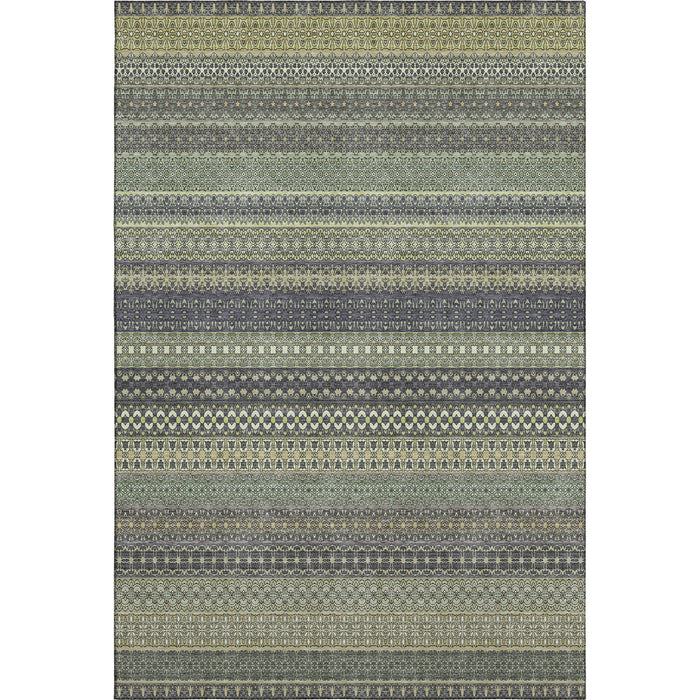 10' X 14' Striped Washable Area Rug With UV Protection (647554) - Sage / Gray / Ivory