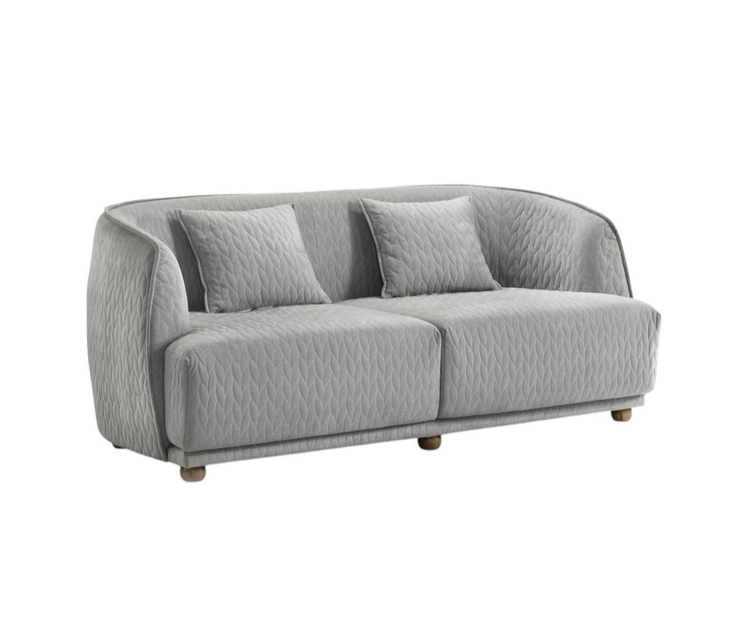 Modern Curved Back Quilted Loveseat - Light Gray