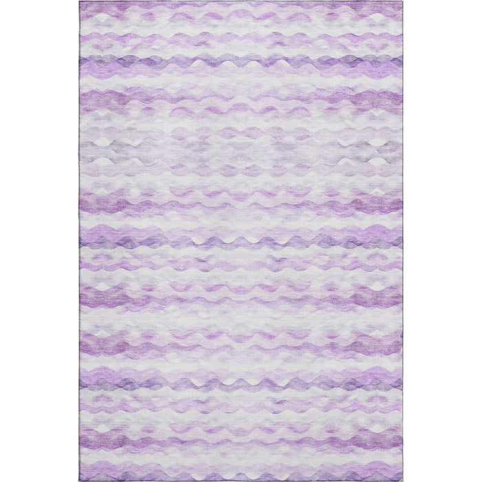 10' X 14' Geometric Washable Area Rug With UV Protection - Purple / Ivory