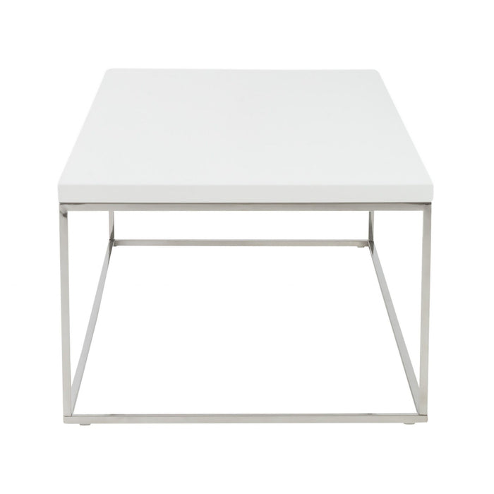 47" Metal Coffee Table - White And Silver