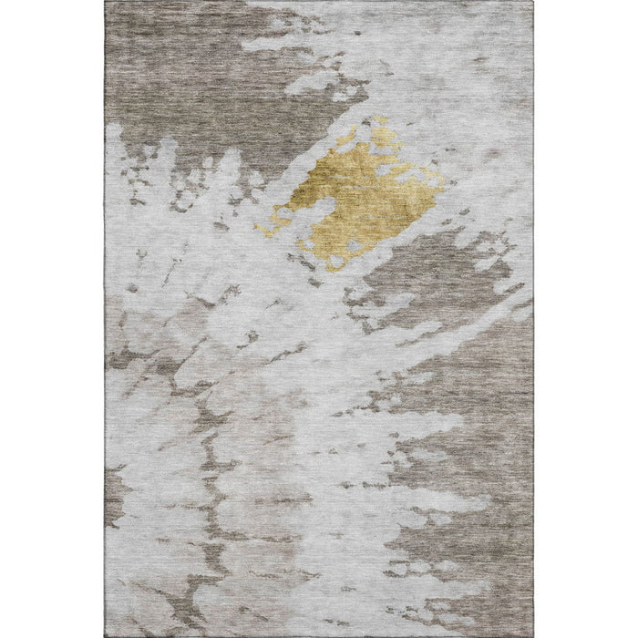 10' X 14' Abstract Washable Area Rug With UV Protection (651316) - Taupe / Gold / Ivory