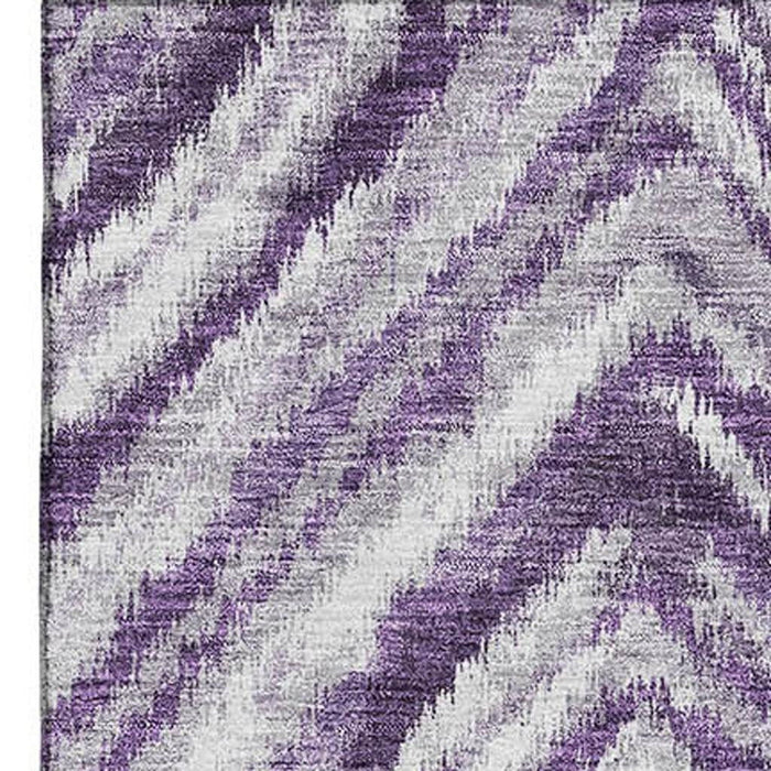 10' X 14' Geometric Washable Area Rug With UV Protection - Purple