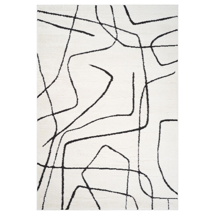 9' X 12' Abstract Area Rug - Ivory And Black