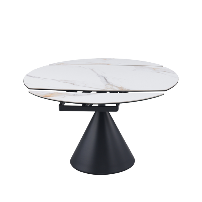 JUNIPER Contemporary Motion Extendable Dining Table | Ceramic Top with Steel Base