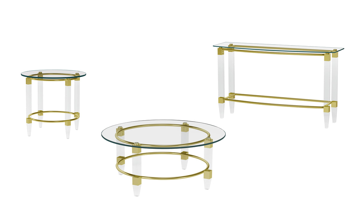 Rectangular Glass Sofa Table with Acrylic Legs & Gold Frame | Contemporary Console Table 52"