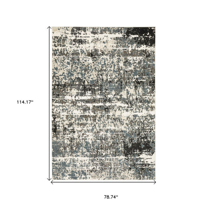 7' X 10' Abstract Area Rug - Ivory And Gray
