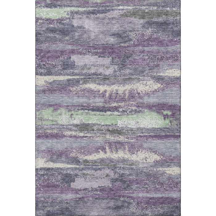 10' X 14' Abstract Washable Area Rug With UV Protection (675048) - Purple / Ivory