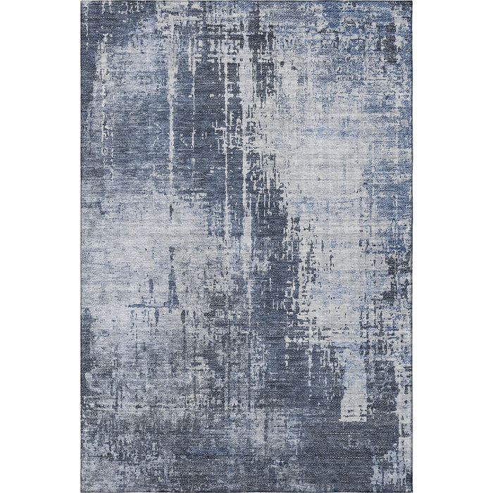 10' X 14' Abstract Washable Area Rug With UV Protection - Navy Blue And Ivory