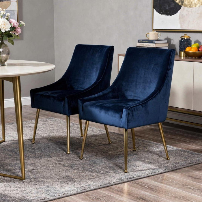 Dining Chairs (Set of 2) - Blue / Gold