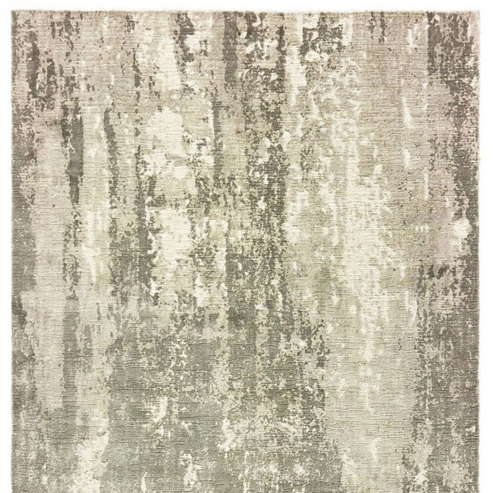 10' x 14' Abstract Splash Indoor Area Rug - Gray And Ivory