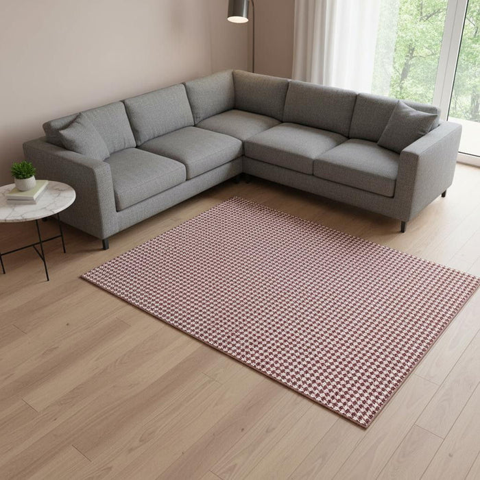 10' X 14' Houndstooth Washable Area Rug With UV Protection (645157) - Red / White