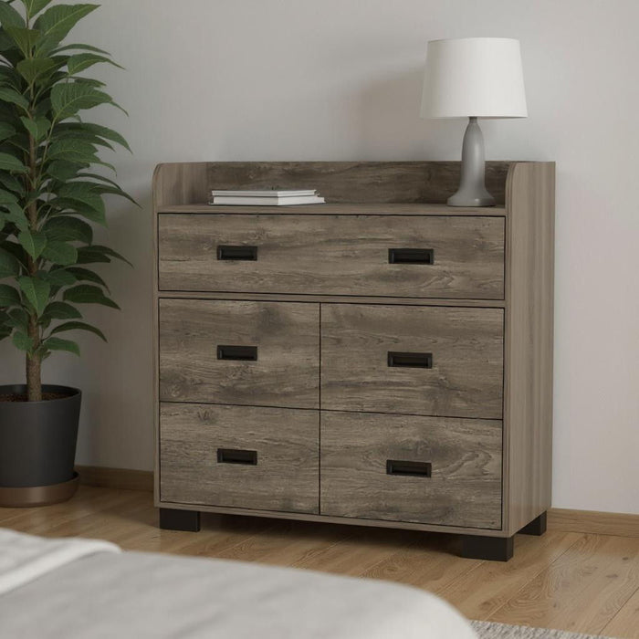 Five Drawer Dresser - Dark Brown