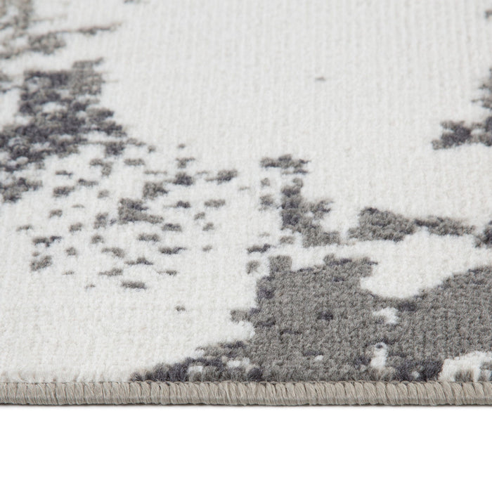 9.2' x 12.2' Abstract Power Loom Area Rug - Ivory Black And Gray