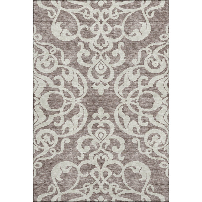 10' X 14' Damask Washable Area Rug With UV Protection (676956) - Taupe / Ivory