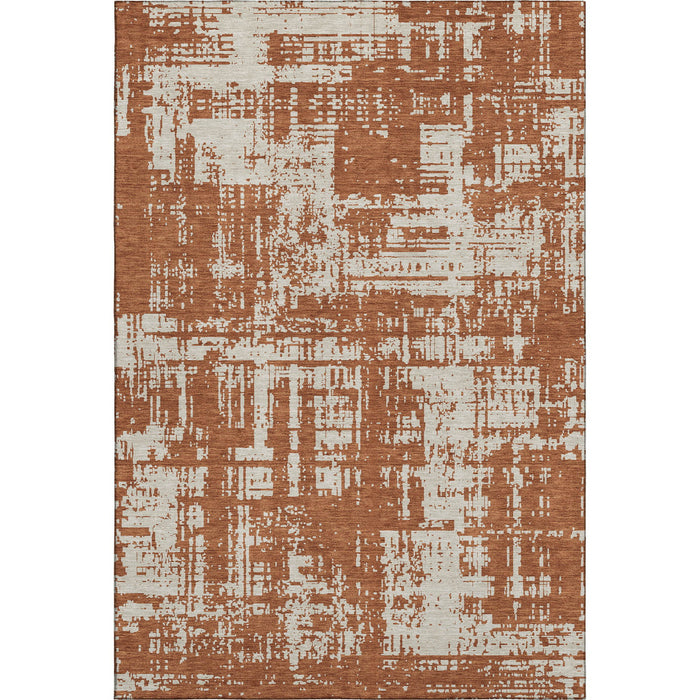 10' X 14' Abstract Washable Area Rug With UV Protection (671168) - Rust / Beige