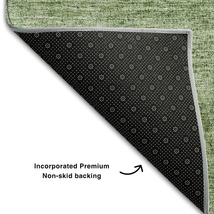 9' X 12' Abstract Washable Area Rug With UV Protection (656566) - Green / Gray / Ivory