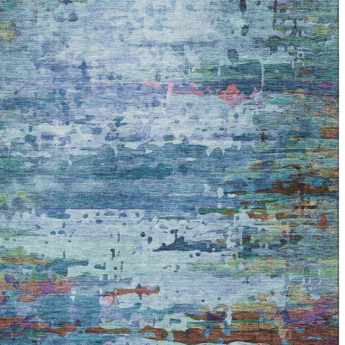 10' X 14' Abstract Washable Area Rug With UV Protection (715441) - Blue / Purple